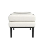 Panca Moderna Imbottita, Tessuto Bouclé Crema, Gambe in Metallo Nero Verniciato a Polvere, Cinturino in Ecopelle, 117 cm L x 46 cm A