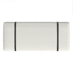 Panca Moderna Imbottita, Tessuto Bouclé Crema, Gambe in Metallo Nero Verniciato a Polvere, Cinturino in Ecopelle, 117 cm L x 46 cm A