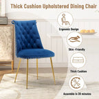 Set di 2 sedie da pranzo moderne in velluto, gambe in metallo dorato, cuscino in schiuma, piedini antiscivolo, capacità 113 kg