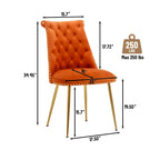 Set di 2 sedie da pranzo moderne in velluto, gambe in metallo dorato, cuscino in schiuma, piedini antiscivolo, capacità 113 kg
