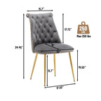 Set di 2 sedie da pranzo moderne in velluto, gambe in metallo dorato, cuscino in schiuma, piedini antiscivolo, capacità 113 kg