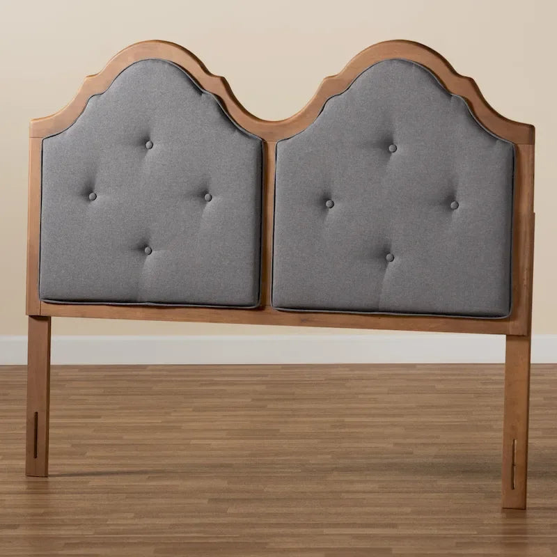 Testiera ad arco Falk Vintage Classic in tessuto e legno, colore grigio