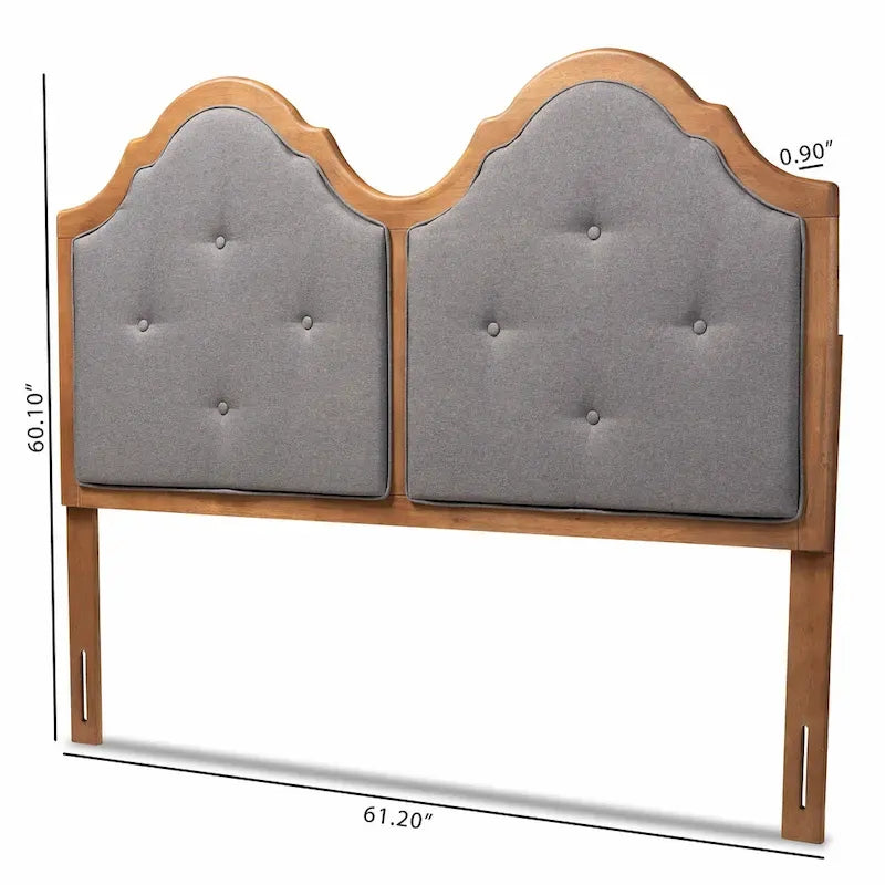 Testiera ad arco Falk Vintage Classic in tessuto e legno, colore grigio