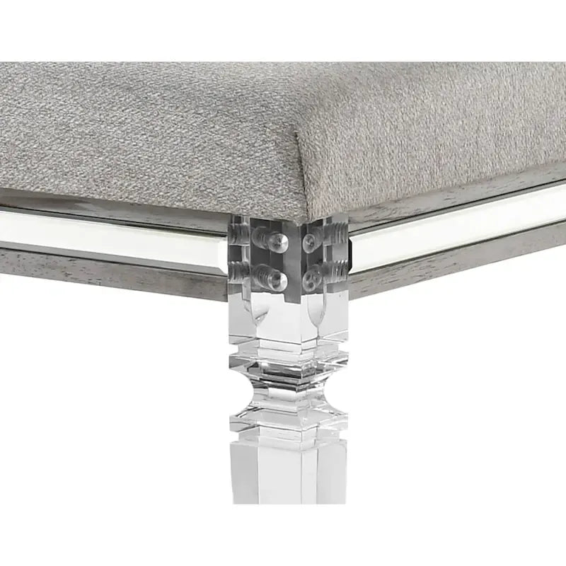 Camera da letto con pannelli imbottiti Evonne 6 pezzi, colore grigio, con luci a LED