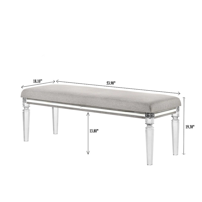 Camera da letto con pannelli imbottiti Evonne 6 pezzi, colore grigio, con luci a LED