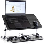 Cuscino da marito - Tavolino da letto in legno piccolo - Adatto a laptop fino a 17 pollici - con doppio cuscino, fessura multifunzione per tablet