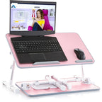 Cuscino da marito - Tavolino da letto in legno piccolo - Adatto a laptop fino a 17 pollici - con doppio cuscino, fessura multifunzione per tablet