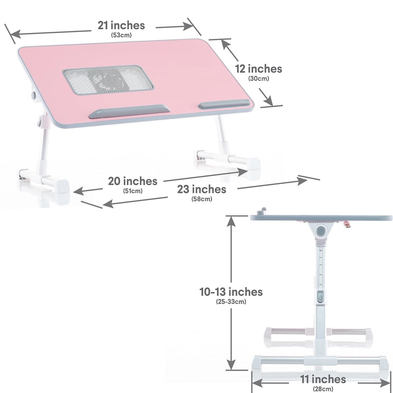 Cuscino da marito - Tavolino da letto in legno piccolo - Adatto a laptop fino a 17 pollici - con doppio cuscino, fessura multifunzione per tablet