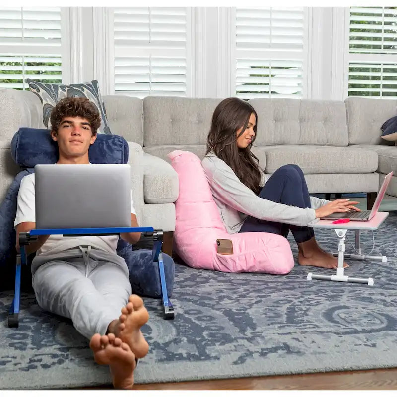 Cuscino da marito - Tavolino da letto in legno piccolo - Adatto a laptop fino a 17 pollici - con doppio cuscino, fessura multifunzione per tablet
