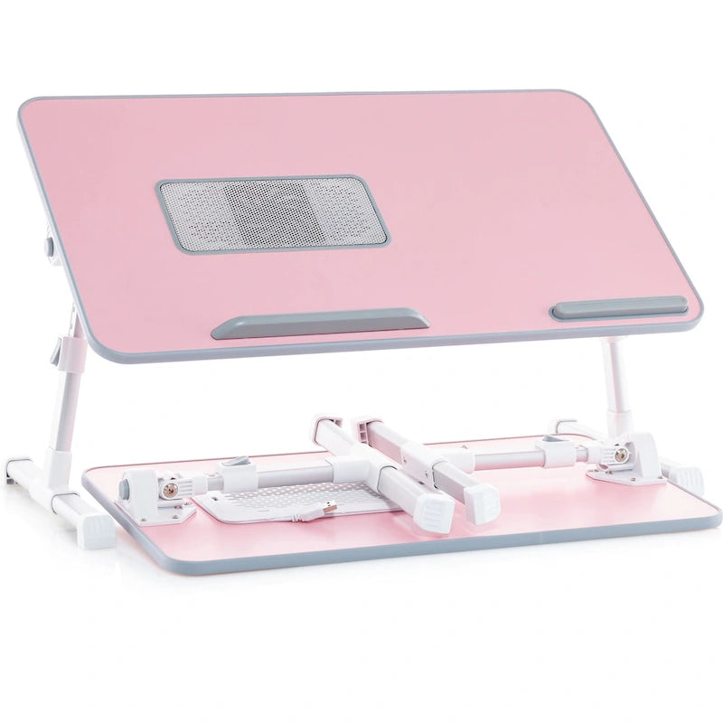 Cuscino da marito - Tavolino da letto in legno piccolo - Adatto a laptop fino a 17 pollici - con doppio cuscino, fessura multifunzione per tablet