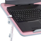 Cuscino da marito - Tavolino da letto in legno piccolo - Adatto a laptop fino a 17 pollici - con doppio cuscino, fessura multifunzione per tablet