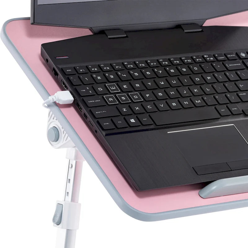 Cuscino da marito - Tavolino da letto in legno piccolo - Adatto a laptop fino a 17 pollici - con doppio cuscino, fessura multifunzione per tablet