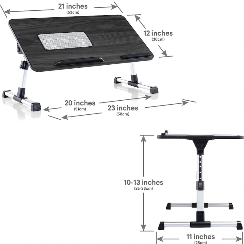 Cuscino da marito - Tavolino da letto in legno piccolo - Adatto a laptop fino a 17 pollici - con doppio cuscino, fessura multifunzione per tablet