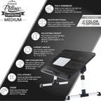 Cuscino da marito - Tavolino da letto in legno piccolo - Adatto a laptop fino a 17 pollici - con doppio cuscino, fessura multifunzione per tablet