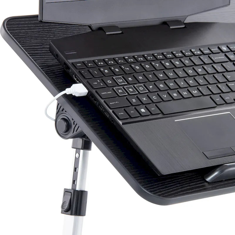 Cuscino da marito - Tavolino da letto in legno piccolo - Adatto a laptop fino a 17 pollici - con doppio cuscino, fessura multifunzione per tablet