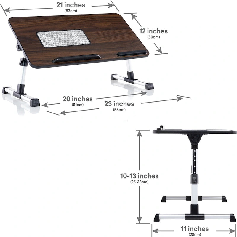 Cuscino da marito - Tavolino da letto in legno piccolo - Adatto a laptop fino a 17 pollici - con doppio cuscino, fessura multifunzione per tablet