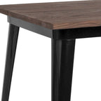 Tavolo quadrato alto da bar per interni in metallo con piano in legno rustico da 80 x 80 x 106 cm - 80L x 80P x 106A