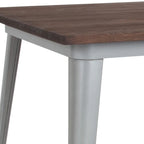 Tavolo quadrato alto da bar per interni in metallo con piano in legno rustico da 80 x 80 x 106 cm - 80L x 80P x 106A