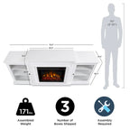 Mobile TV con caminetto elettrico da 72" in bianco, 4780 BTU, telecomando, fiamma LED, riscalda 1000 piedi quadrati, 72"L x 30"H