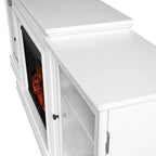 Mobile TV con caminetto elettrico da 72" in bianco, 4780 BTU, telecomando, fiamma LED, riscalda 1000 piedi quadrati, 72"L x 30"H