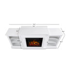Mobile TV con caminetto elettrico da 72" in bianco, 4780 BTU, telecomando, fiamma LED, riscalda 1000 piedi quadrati, 72"L x 30"H