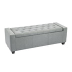 Panca pouf contenitore apribile con bottoni, seduta in schiuma, capacità 136 kg, larghezza 129,5 cm, vari colori
