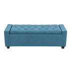 Panca pouf contenitore apribile con bottoni, seduta in schiuma, capacità 136 kg, larghezza 129,5 cm, vari colori