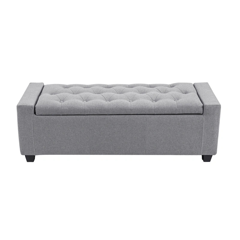 Panca pouf contenitore apribile con bottoni, seduta in schiuma, capacità 136 kg, larghezza 129,5 cm, vari colori