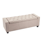 Panca pouf contenitore apribile con bottoni, seduta in schiuma, capacità 136 kg, larghezza 129,5 cm, vari colori