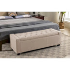 Panca pouf contenitore apribile con bottoni, seduta in schiuma, capacità 136 kg, larghezza 129,5 cm, vari colori