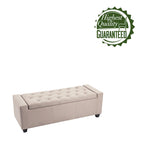 Panca pouf contenitore apribile con bottoni, seduta in schiuma, capacità 136 kg, larghezza 129,5 cm, vari colori