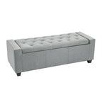 Panca pouf contenitore apribile con bottoni, seduta in schiuma, capacità 136 kg, larghezza 129,5 cm, vari colori