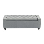 Panca pouf contenitore apribile con bottoni, seduta in schiuma, capacità 136 kg, larghezza 129,5 cm, vari colori