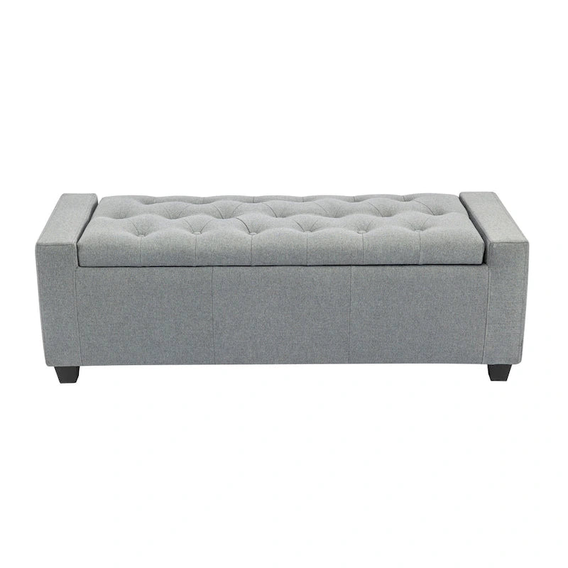Panca pouf contenitore apribile con bottoni, seduta in schiuma, capacità 136 kg, larghezza 129,5 cm, vari colori