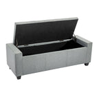 Panca pouf contenitore apribile con bottoni, seduta in schiuma, capacità 136 kg, larghezza 129,5 cm, vari colori