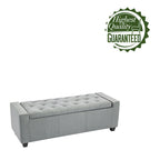 Panca pouf contenitore apribile con bottoni, seduta in schiuma, capacità 136 kg, larghezza 129,5 cm, vari colori