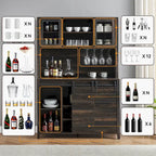 Mobile da Cucina a Buffet per Vino in Stile Rustico con Portabottiglie - 15.7P x 47.2L x 69.6A