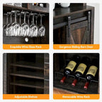 Mobile da Cucina a Buffet per Vino in Stile Rustico con Portabottiglie - 15.7P x 47.2L x 69.6A