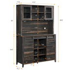 Mobile da Cucina a Buffet per Vino in Stile Rustico con Portabottiglie - 15.7P x 47.2L x 69.6A