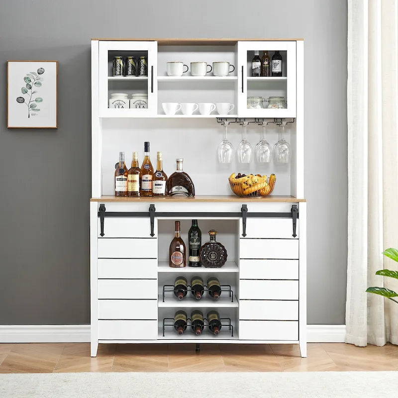 Mobile da Cucina a Buffet per Vino in Stile Rustico con Portabottiglie - 15.7P x 47.2L x 69.6A