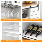 Mobile da Cucina a Buffet per Vino in Stile Rustico con Portabottiglie - 15.7P x 47.2L x 69.6A