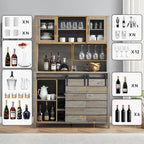Mobile da Cucina a Buffet per Vino in Stile Rustico con Portabottiglie - 15.7P x 47.2L x 69.6A