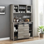 Mobile da Cucina a Buffet per Vino in Stile Rustico con Portabottiglie - 15.7P x 47.2L x 69.6A