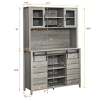 Mobile da Cucina a Buffet per Vino in Stile Rustico con Portabottiglie - 15.7P x 47.2L x 69.6A