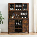 Mobile da Cucina a Buffet per Vino in Stile Rustico con Portabottiglie - 15.7P x 47.2L x 69.6A