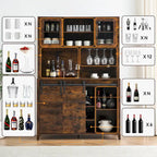 Mobile da Cucina a Buffet per Vino in Stile Rustico con Portabottiglie - 15.7P x 47.2L x 69.6A