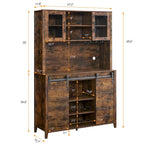 Mobile da Cucina a Buffet per Vino in Stile Rustico con Portabottiglie - 15.7P x 47.2L x 69.6A