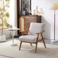 Poltrona lounge imbottita Mid-Century Modern, poltrona accentata in tessuto, robusta struttura in legno