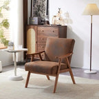 Poltrona lounge imbottita Mid-Century Modern, poltrona accentata in tessuto, robusta struttura in legno