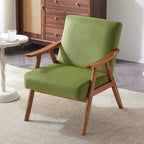 Poltrona lounge imbottita Mid-Century Modern, poltrona accentata in tessuto, robusta struttura in legno